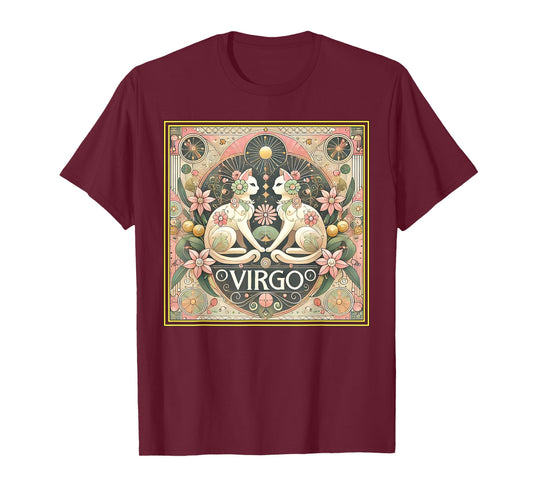 Virgo Cats Zodiac Astrology in Art Deco T-Shirt