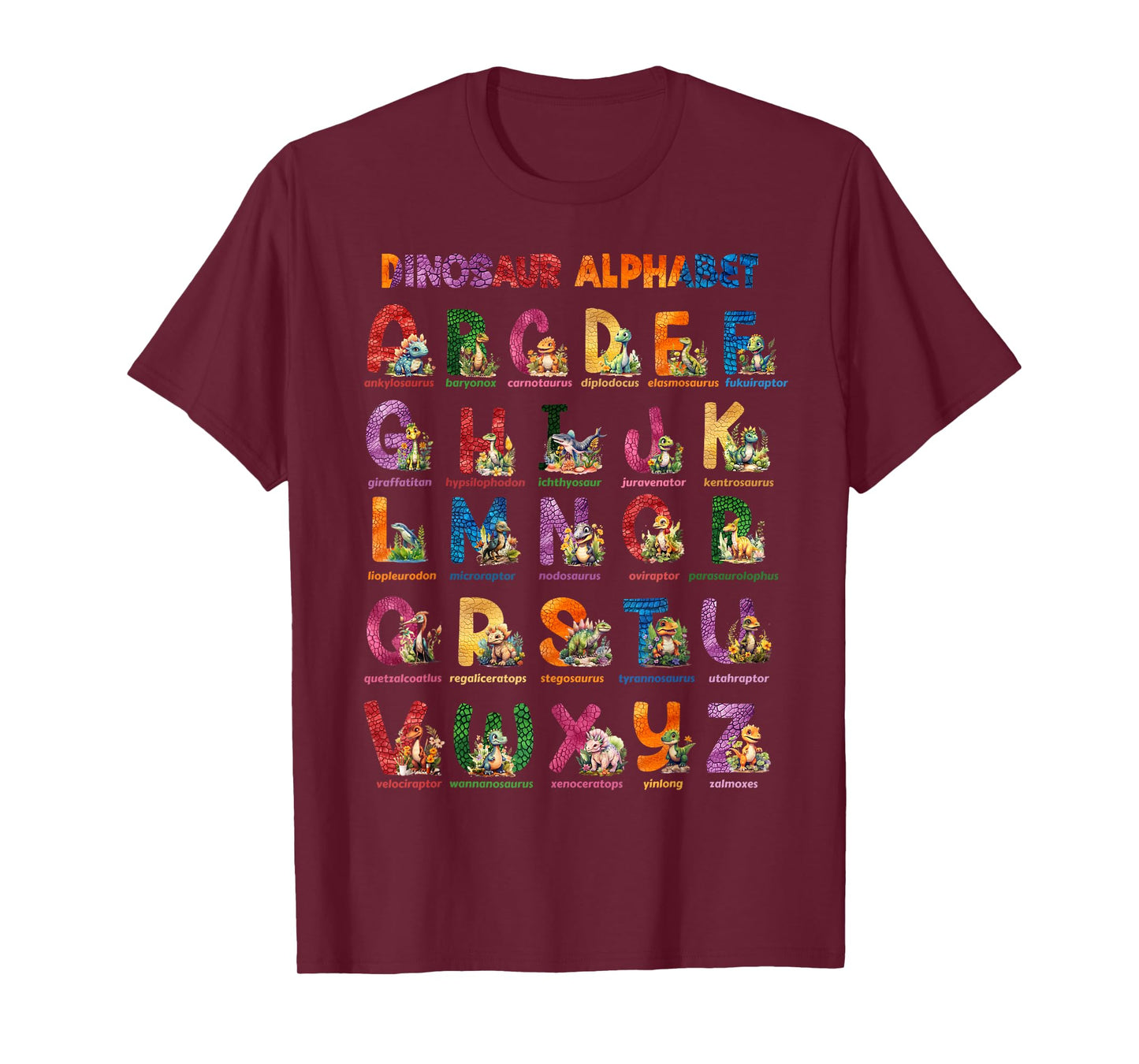 Cute Educational Dinosaur Alphabet ABC Baby Dino T-Shirt