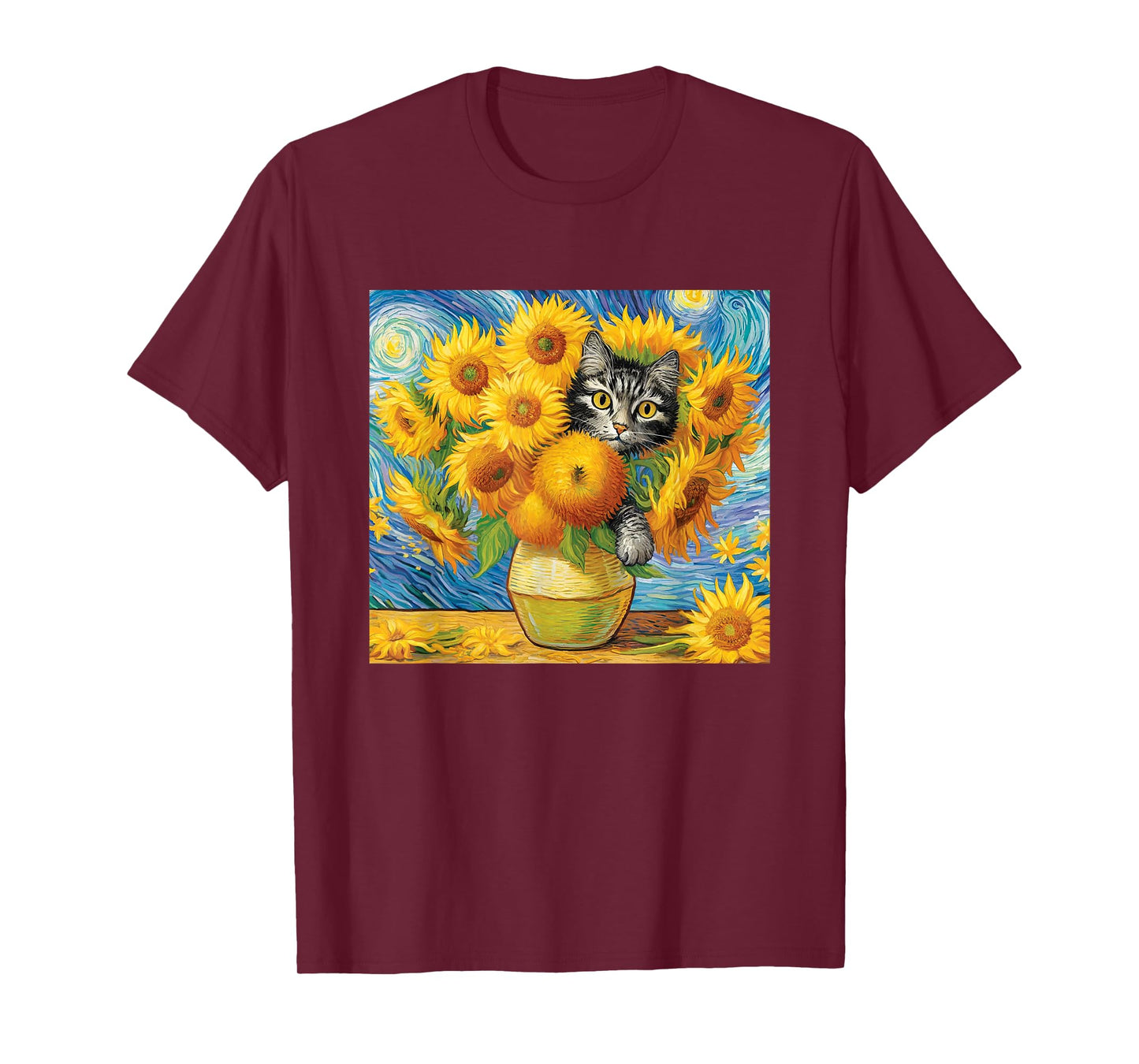 Van Gogh Sunflowers Kitten T-Shirt
