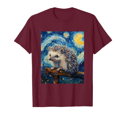 Cute Hedgehog - Van Gogh Style - Starry Night T-Shirt