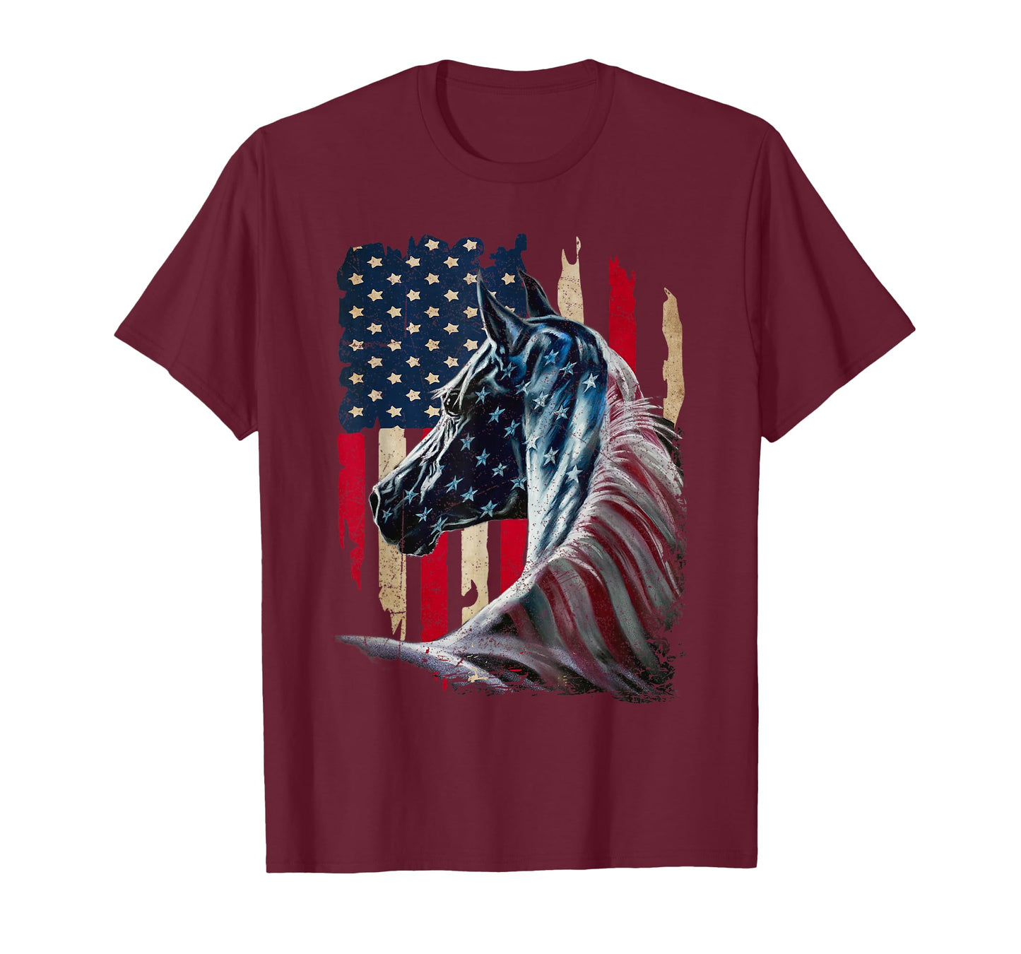 Patriotic Horse American Flag - Horse Vintage T-Shirt Small