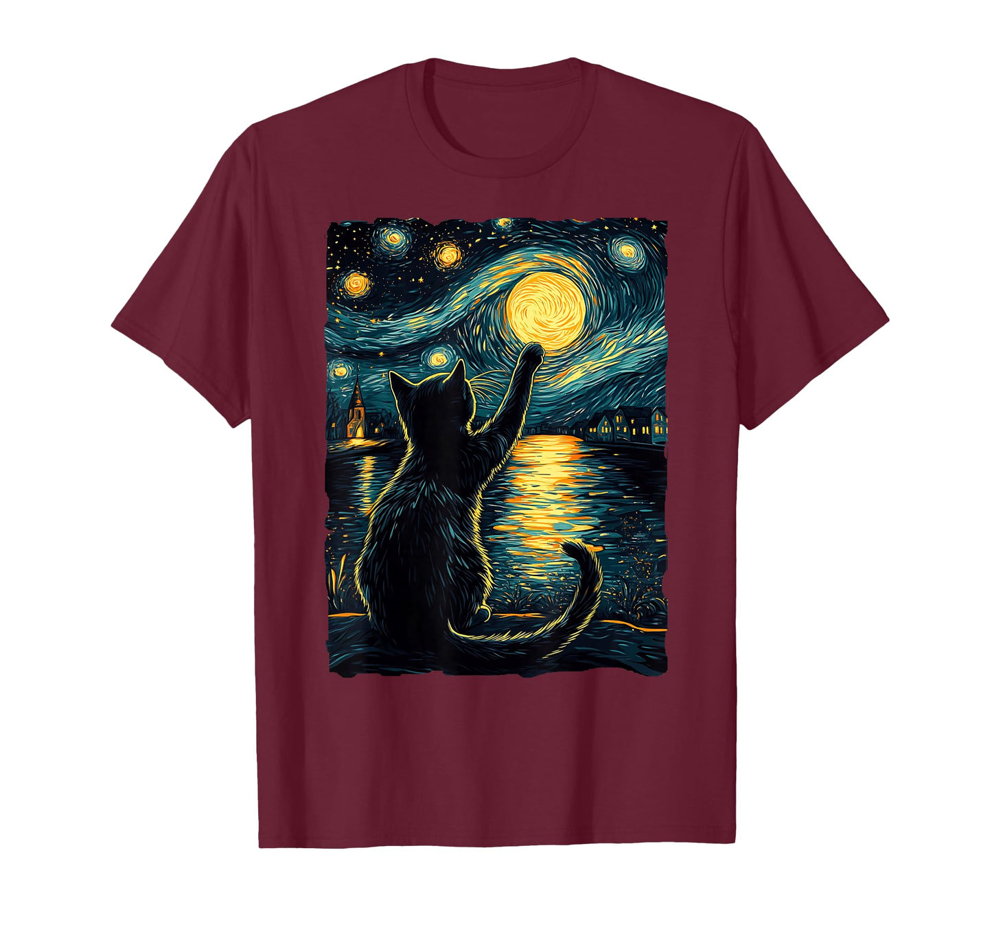 Black Cats Lover Starry Night Vincent van Gogh T-Shirt