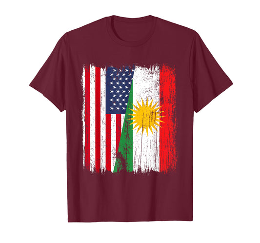 USA Kurdistan Half Flag American Kurdish Jersey T-Shirt