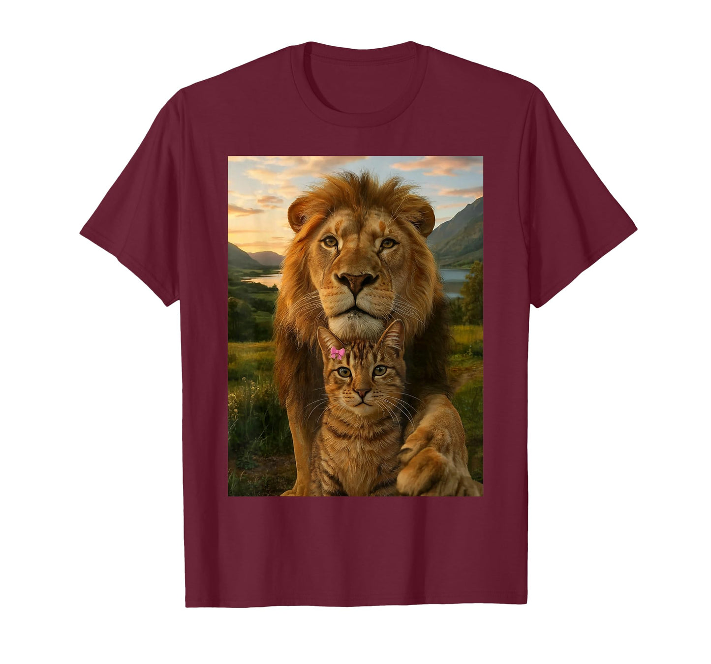 Funny Cat Selfie with Lion T-Shirt