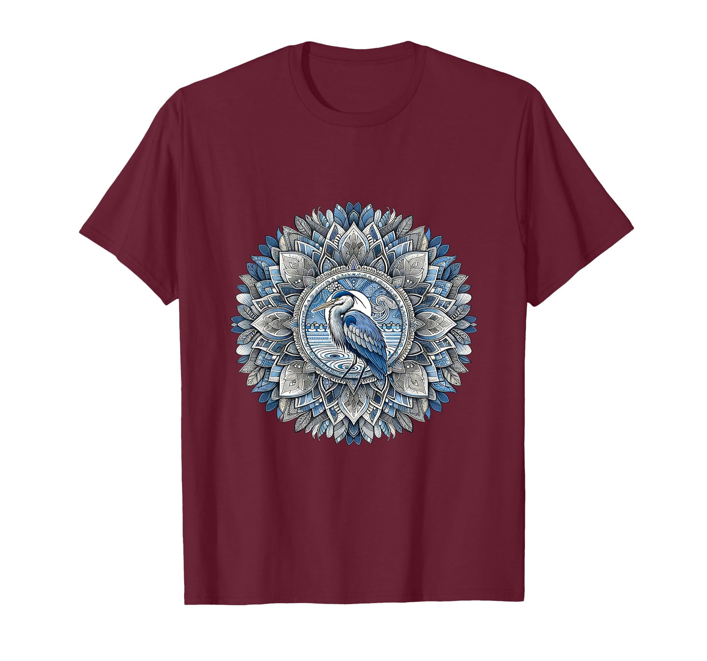 Great Blue Heron Mandala - Bird Lovers Design T-Shirt