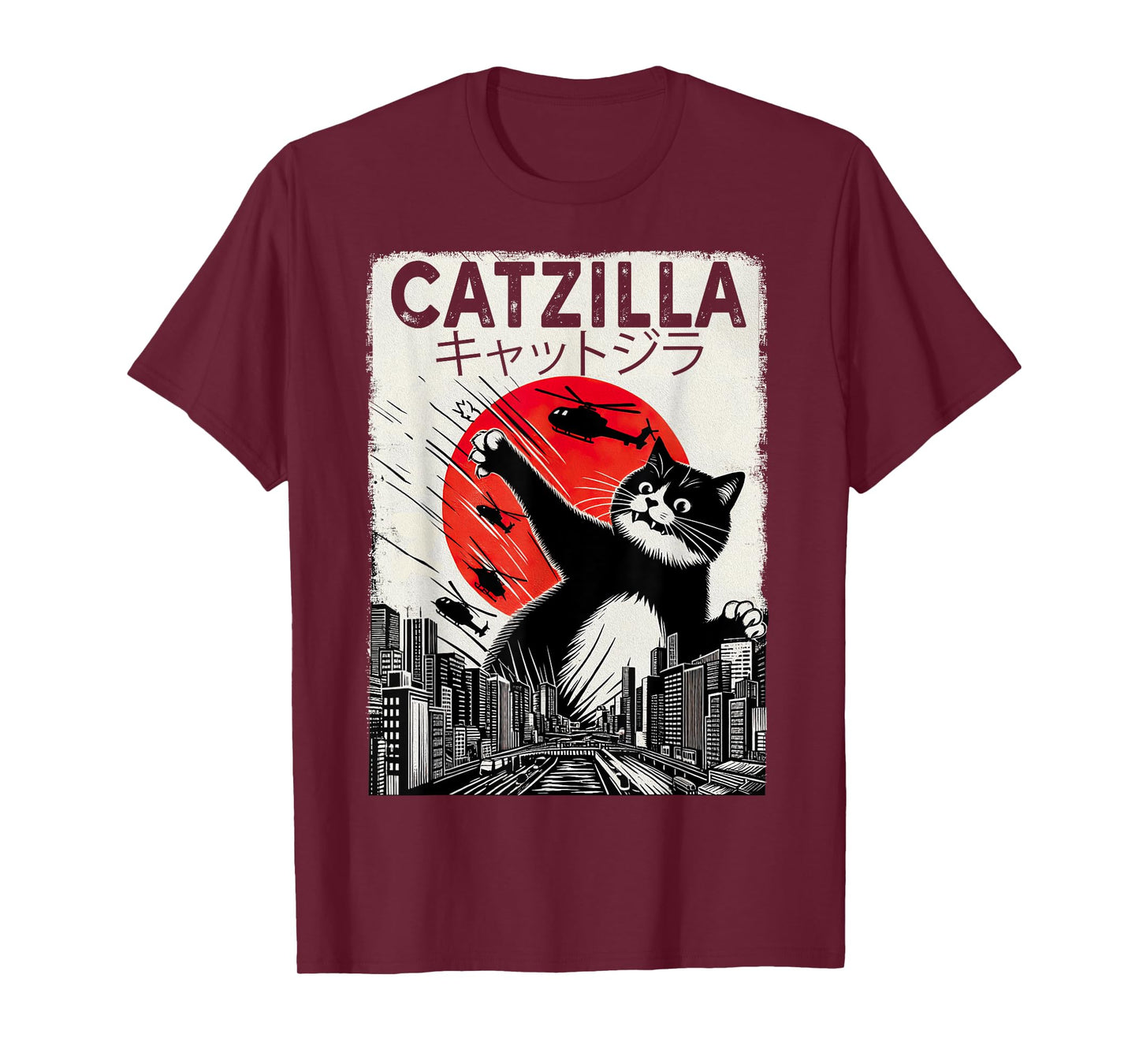 Vintage Catzilla tee - Funny Tuxedo Cat And Kitten T-Shirt