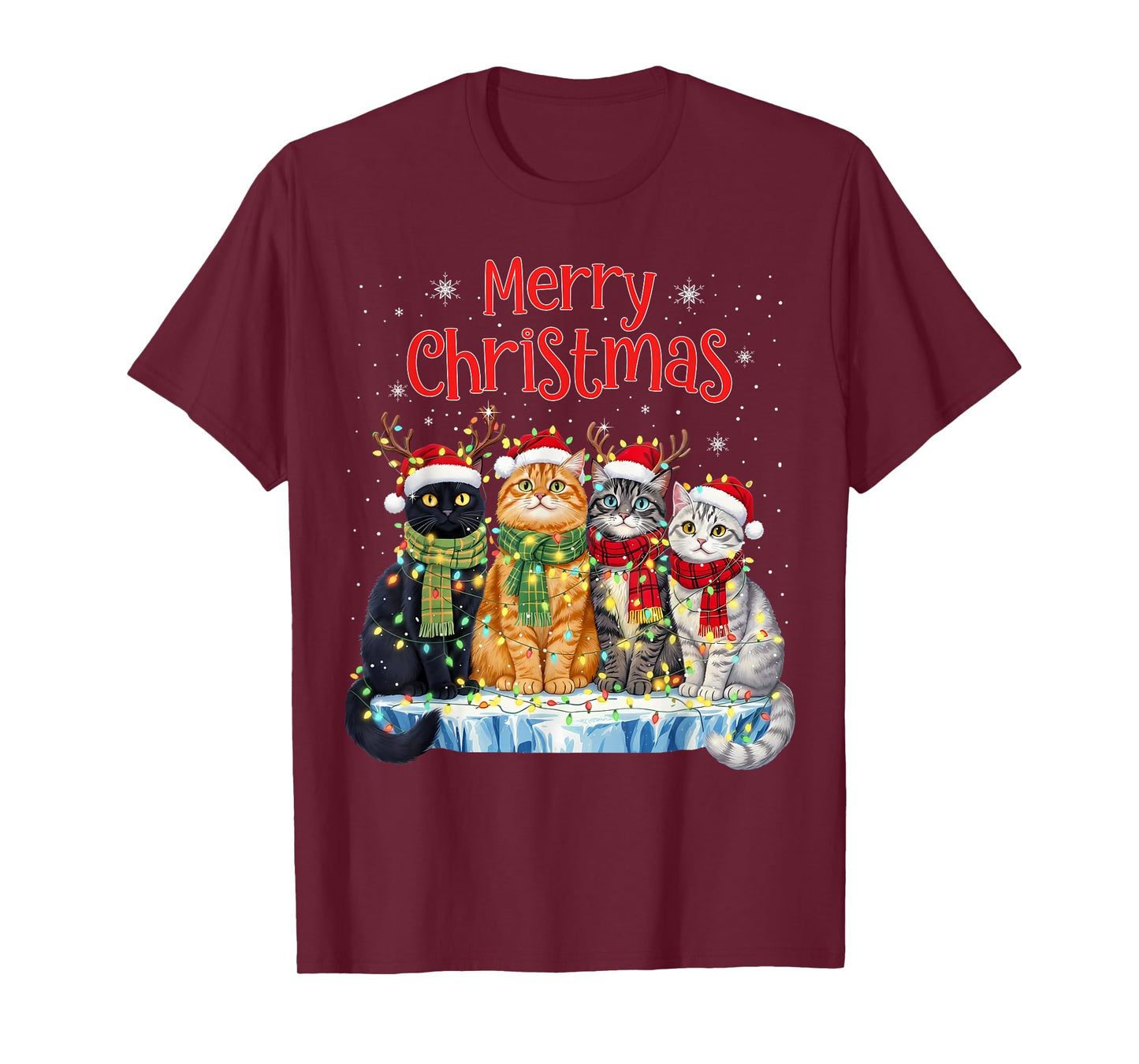 Cute Christmas Cats Funny Xmas Holiday Kitten Lover Graphic T-Shirt