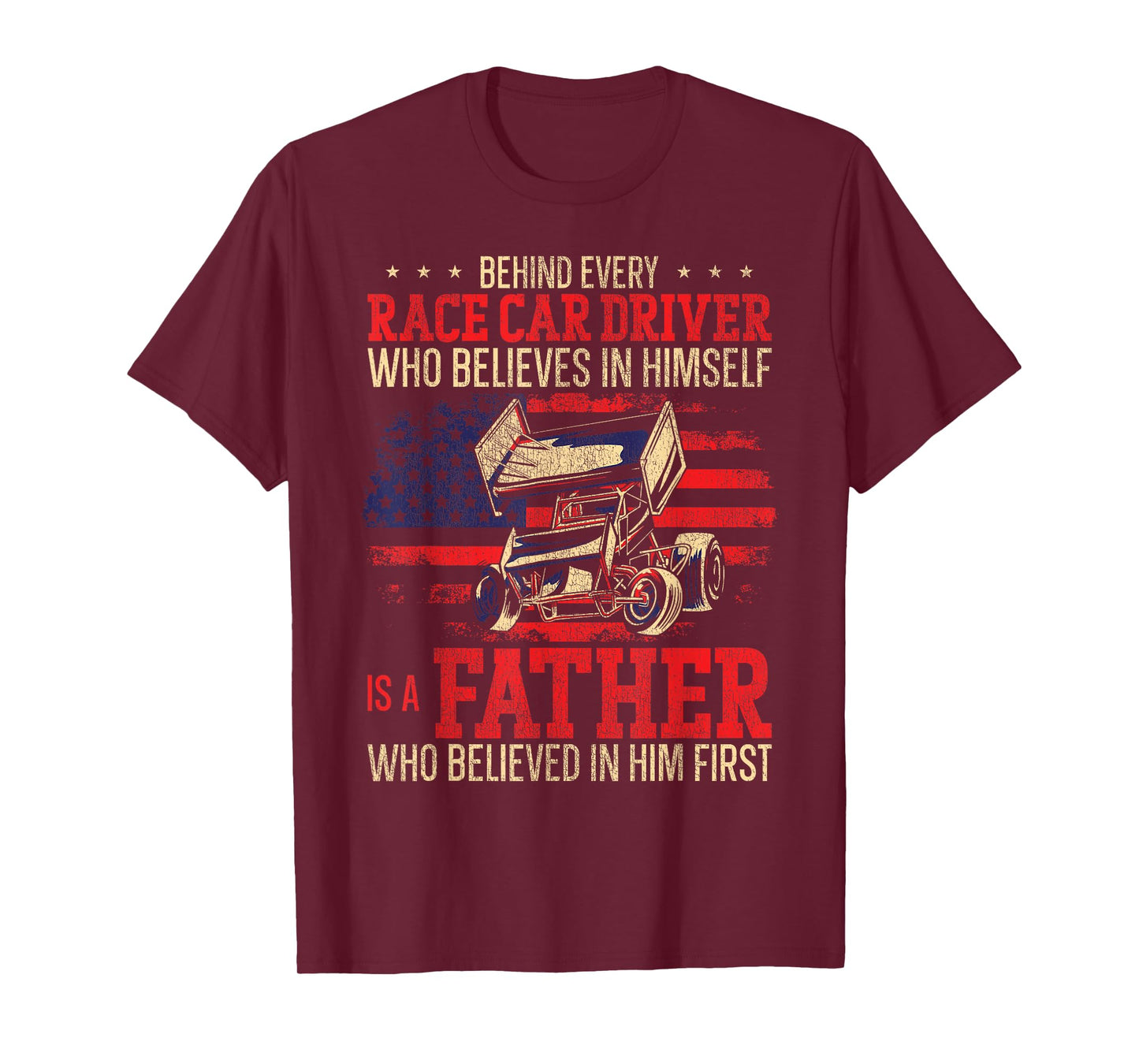 Dirt Track Racing Race Sprint Car Vintage Usa American Flag T-Shirt
