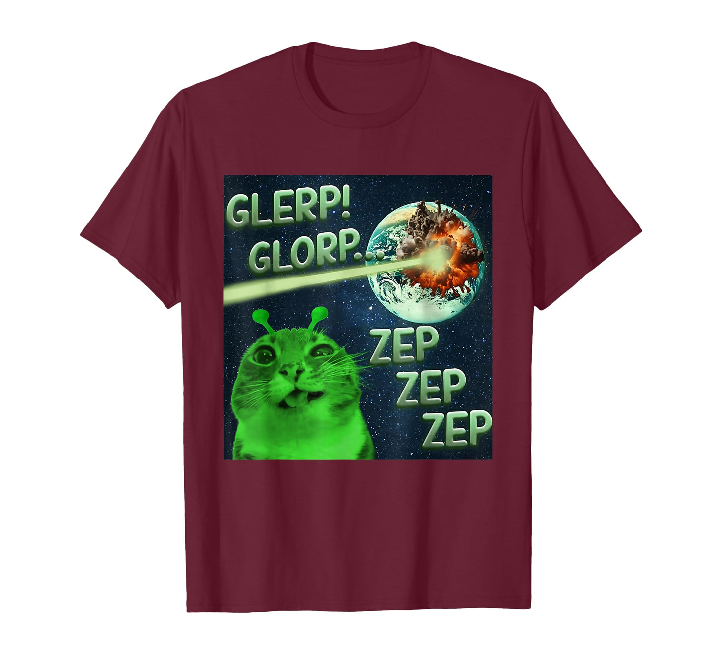 Glerp Glorp Funny Alien Cat Gen Z Alpha Kitten Meme T-Shirt