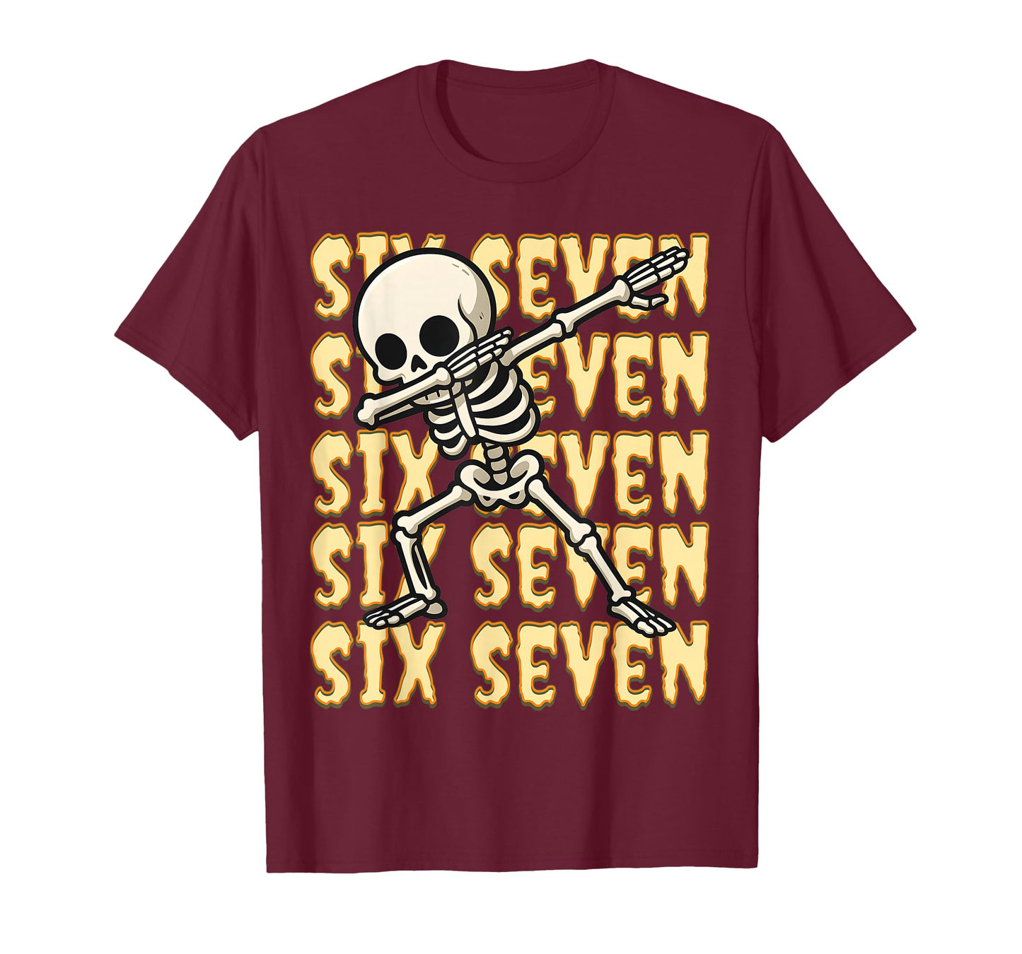 67 Halloween Funny Six Seven Meme Brainrot Skeleto Kids Boys T-Shirt