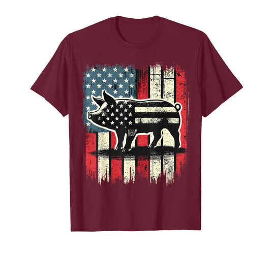 American Flag Pig Lover 4th of July T-Shirt