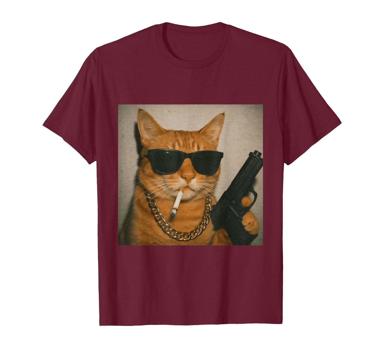 Funny Gangster Cat Smoking Gen Z Retro Meme Cat Lover T-Shirt