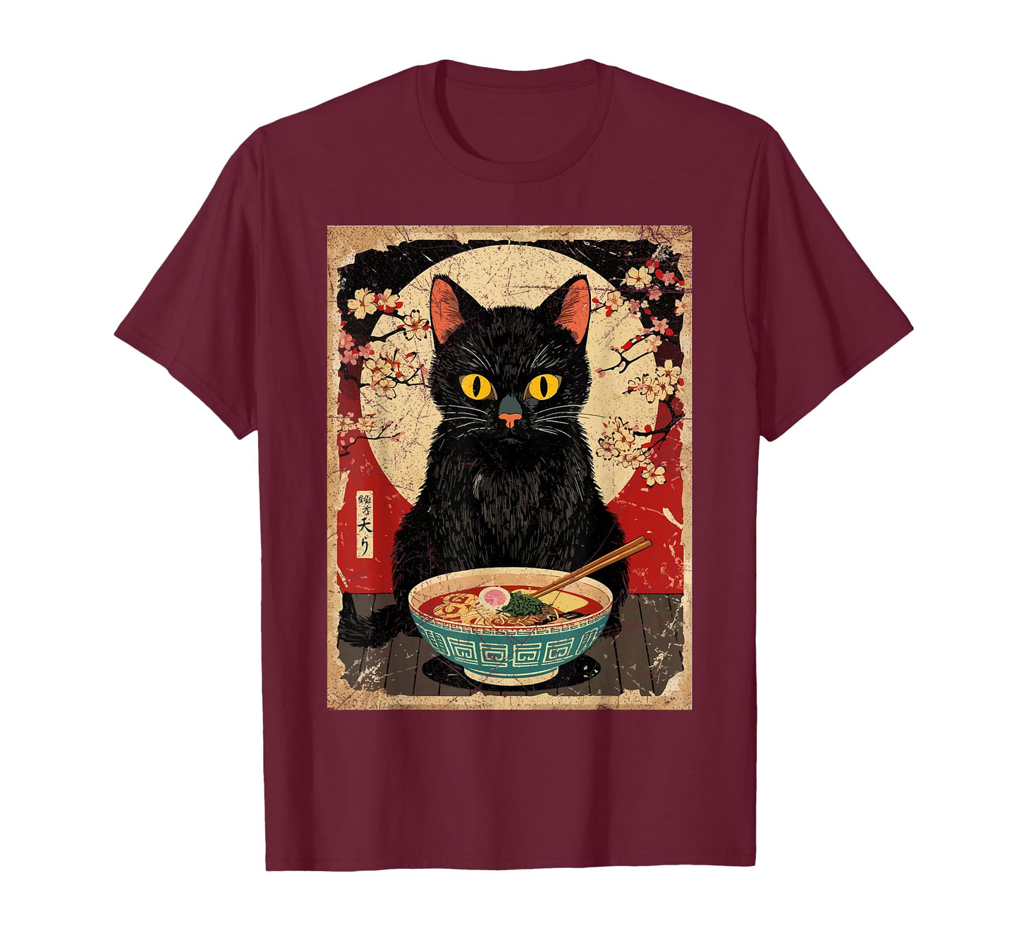 Kawaii Cat Eating Ramen Noodles Funny Anime Gift Girls Teens T-Shirt