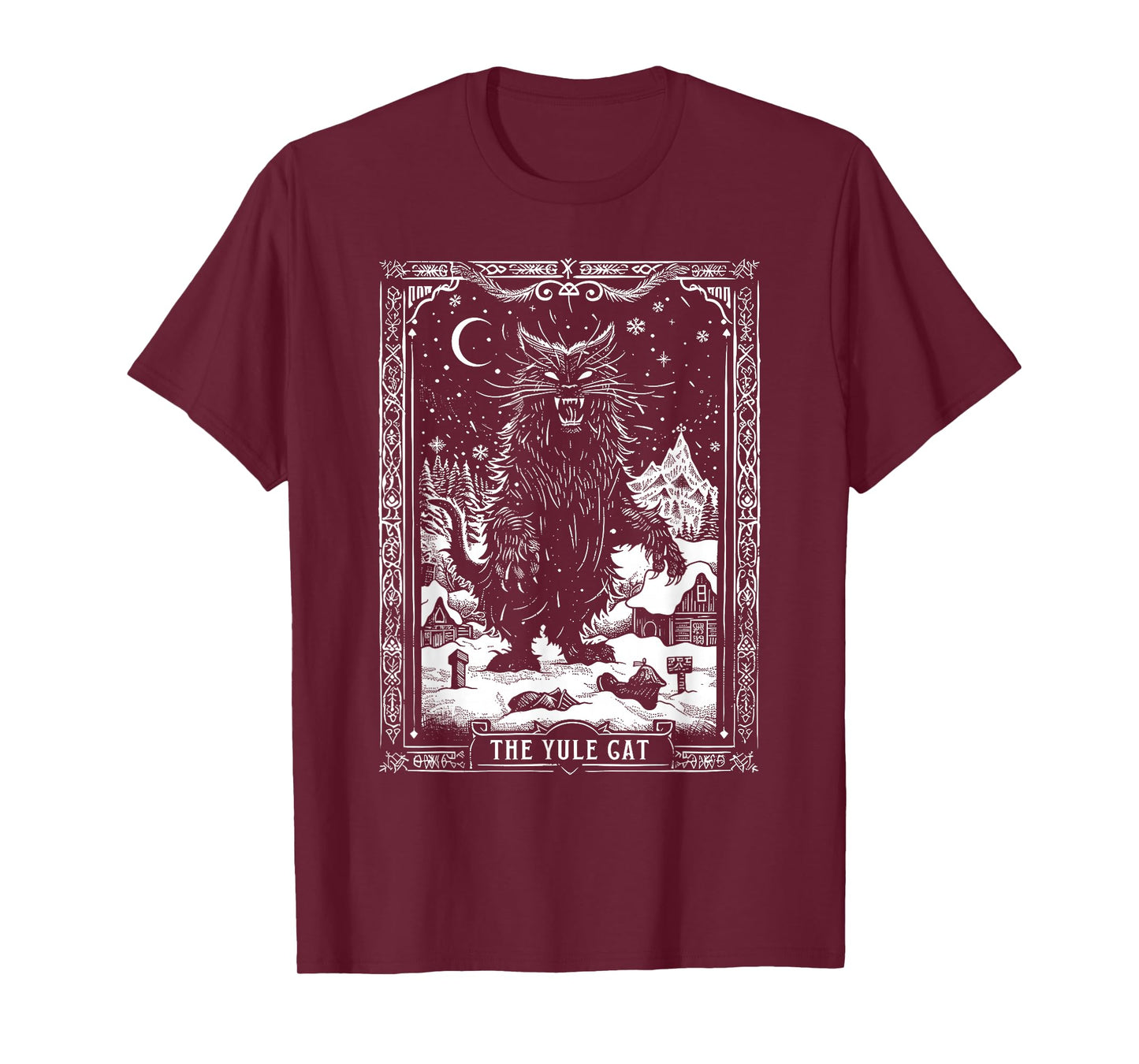Vintage Retro The Yule Cat Tarot Card Dark Christmas Holiday T-Shirt