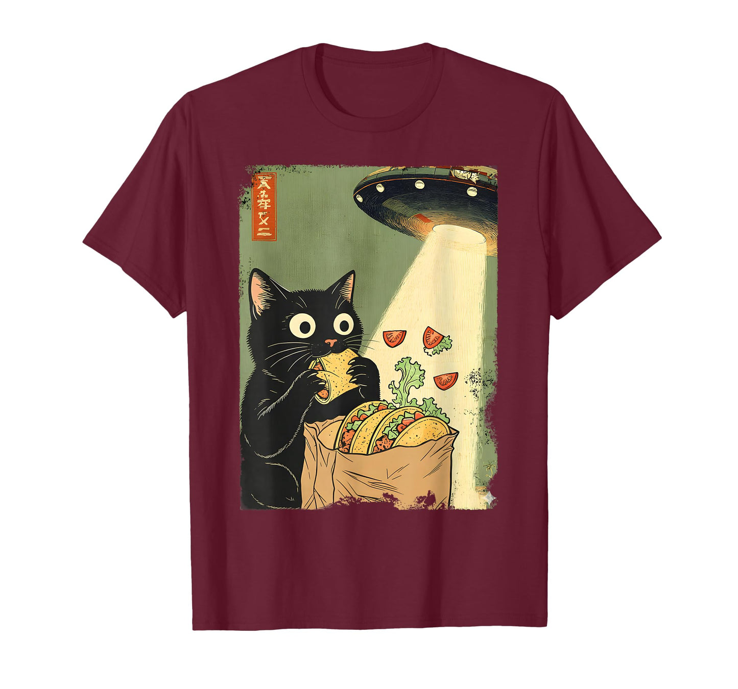 Funny Cat Tacos UFO Japanese Anime for Men Women Teens Kids T-Shirt