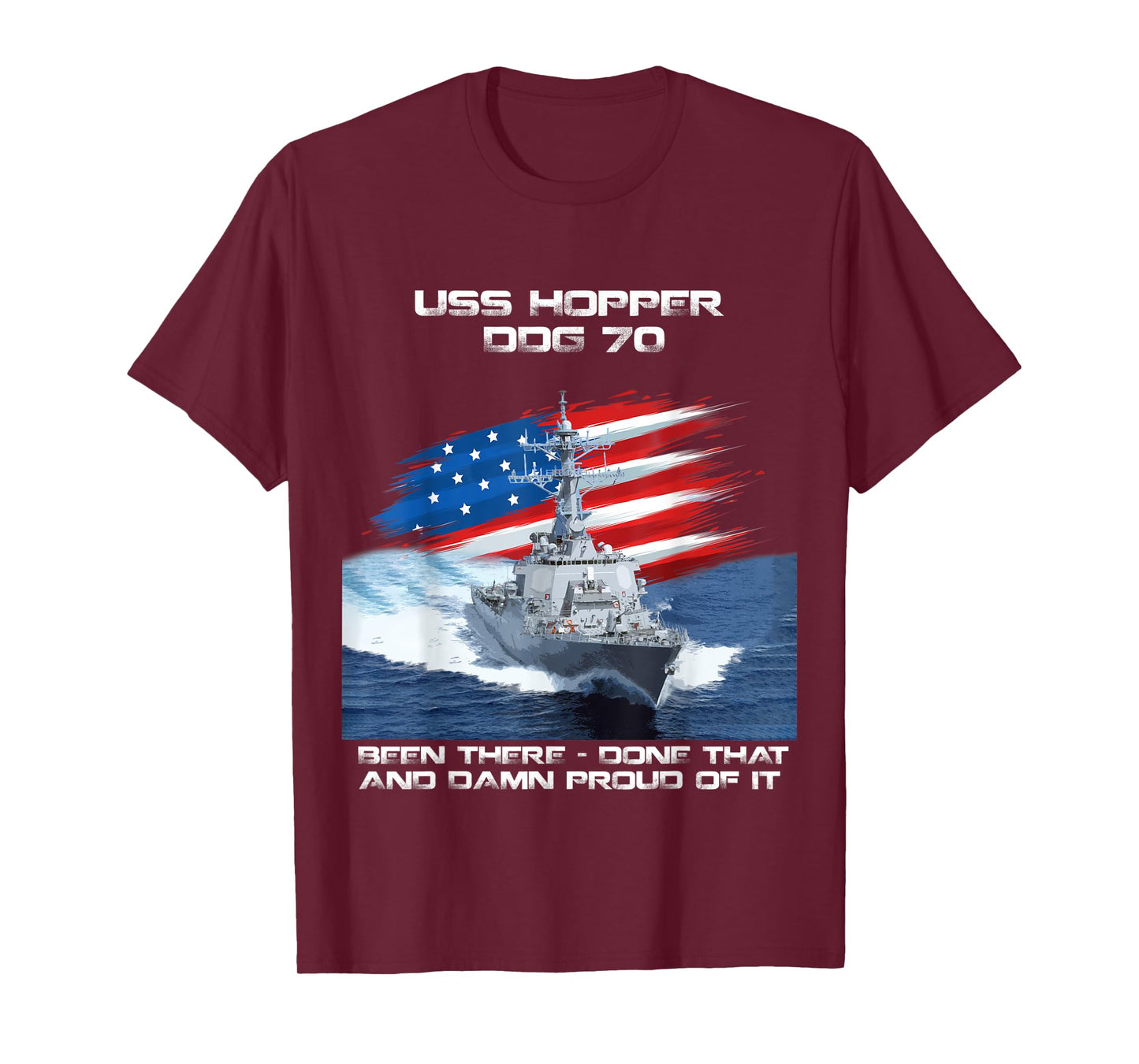USS Hopper DDG-70 Destroyer Ship USA Flag Veterans Day Xmas T-Shirt