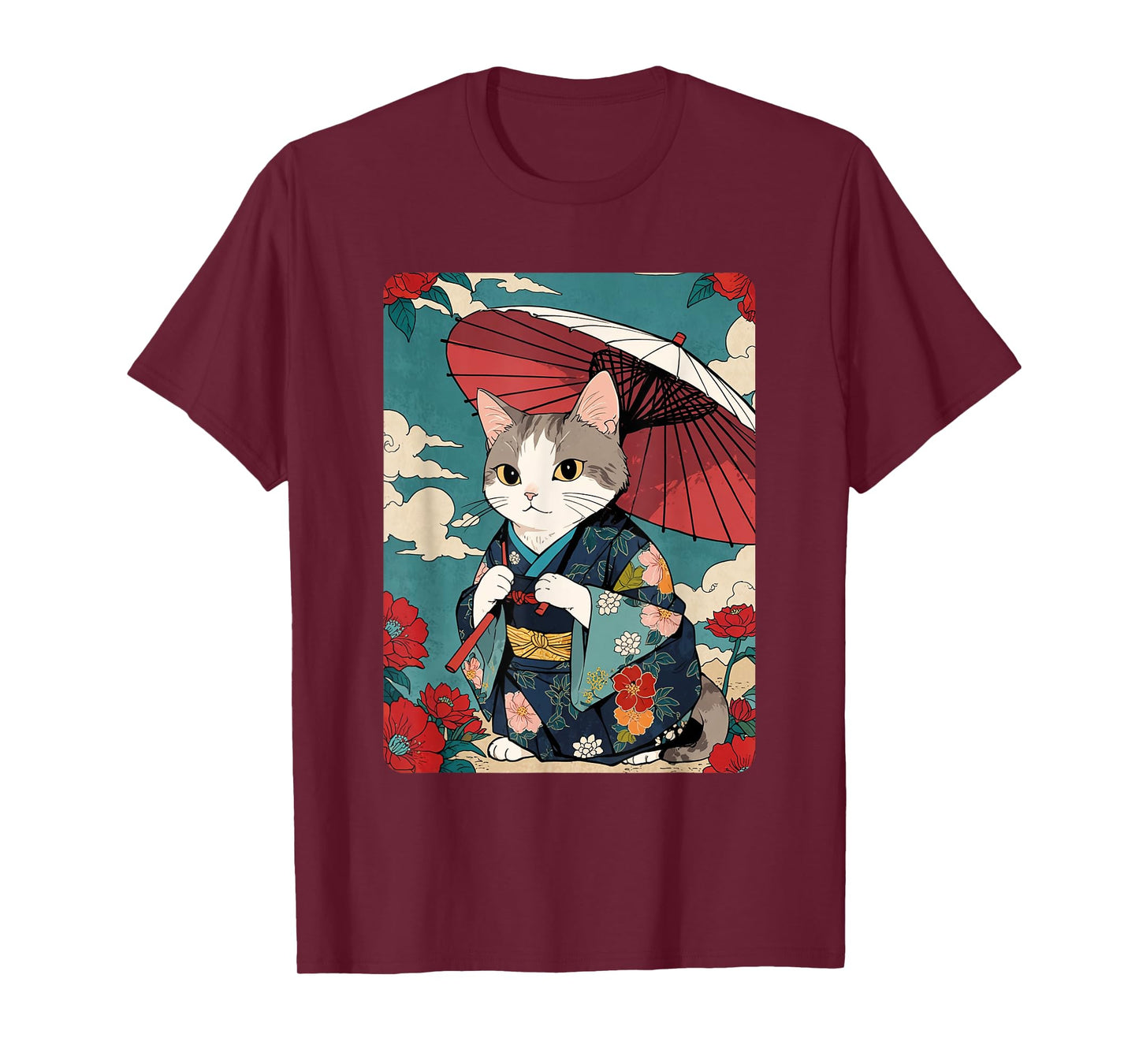 Cute Geisha Cat Japanese Cat Retro Neko Vintage Art Ukiyo-e Men Women Girls Kids T-Shirt