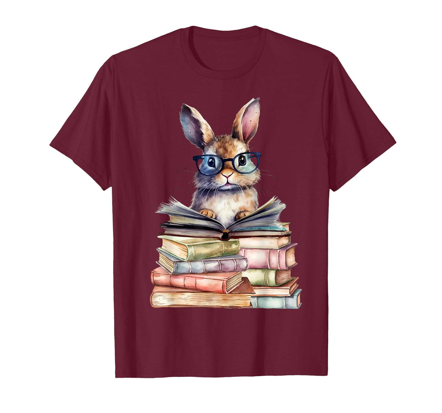 Cute Reading Bunny with Glasses Books Bookworm Reader Book T-Shirt