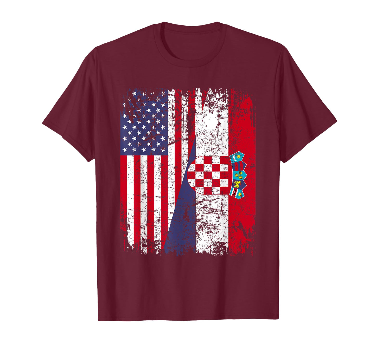 CROATIAN ROOTS | Half American Flag | CROATIA T-Shirt