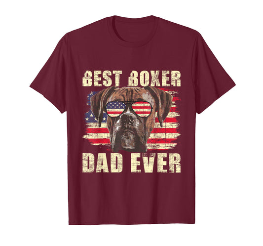 Best Boxer Dad Ever - USA Flag American Dog Animal Lover T-Shirt