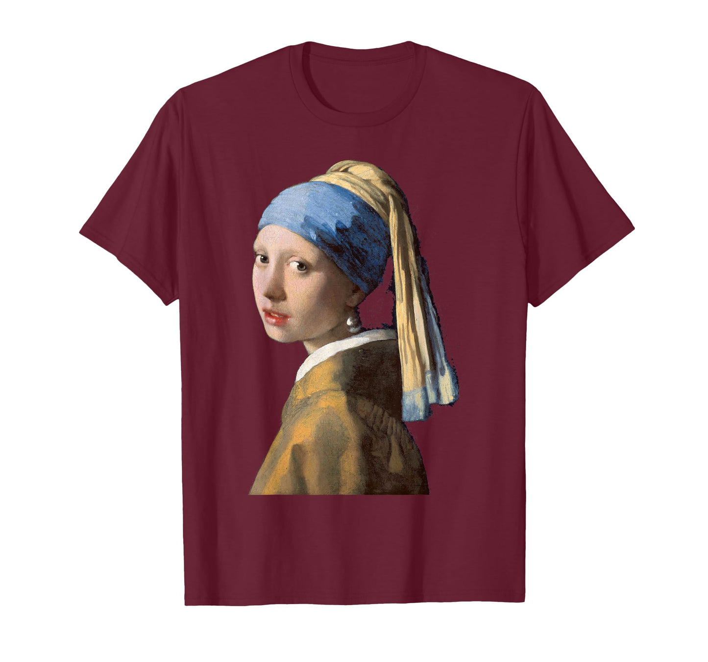 Masterpieces Of Art Girl with a Pearl Earring Art Print T-Shirt, Girls' Big Kid, Unisex, Black, Small, Short Sleeve, Classic Fit