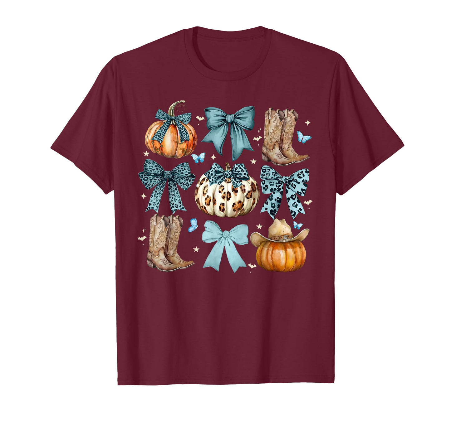Pumpkin Coquette Bow Cowboy Western Thanksgiving Autumn Fall T-Shirt