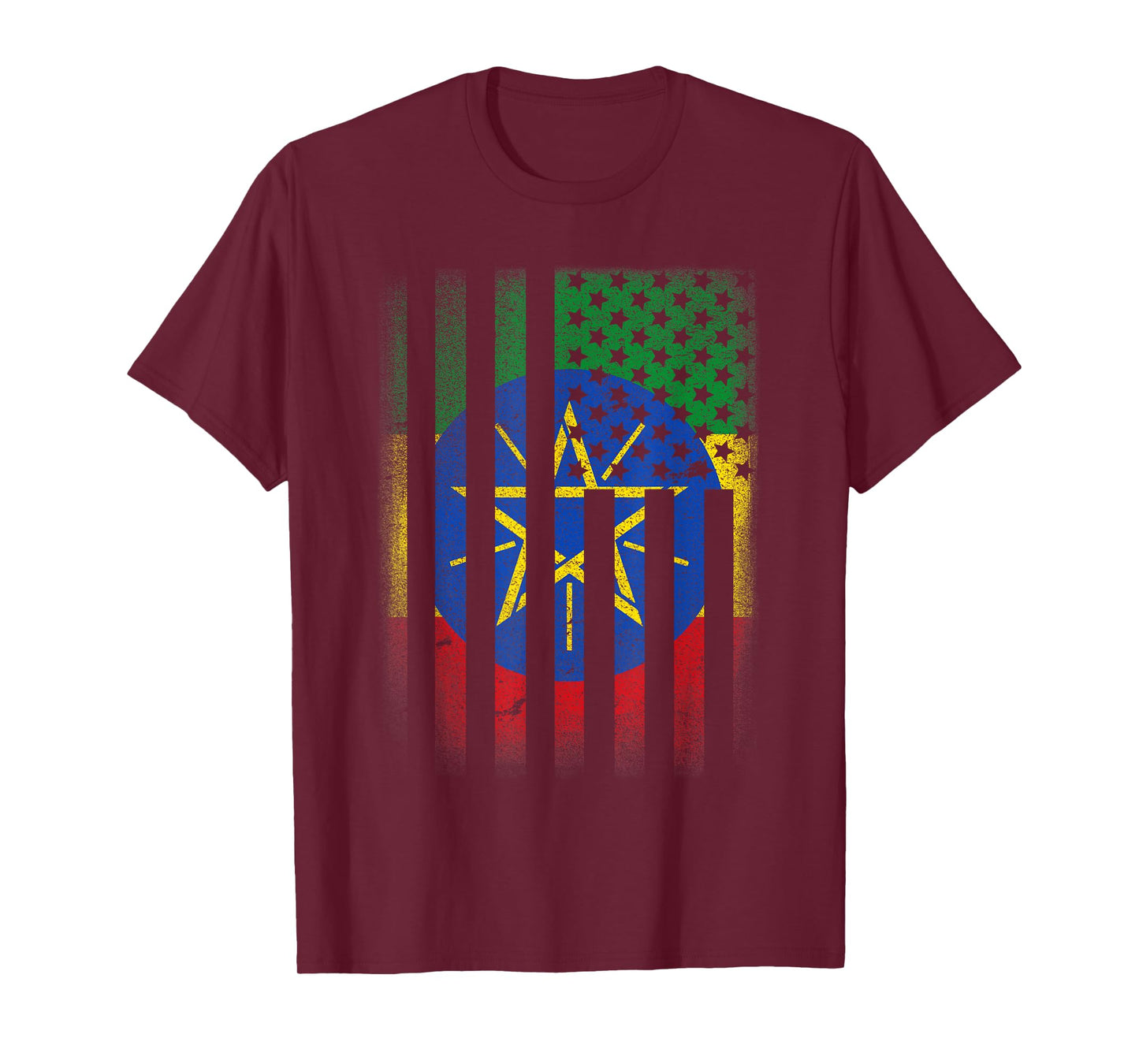 Ethiopian American Flag Ethiopia Usa America Pride Gift T-Shirt