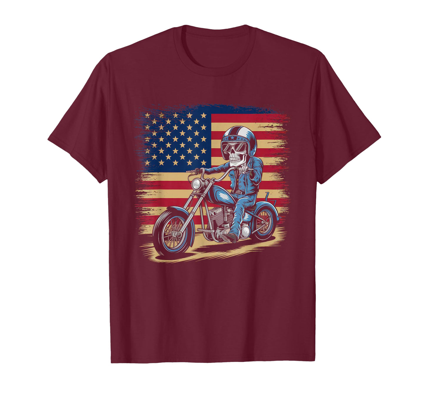 American Flag Motorcycle Tshirt USA Flag Biker Retro T-Shirt