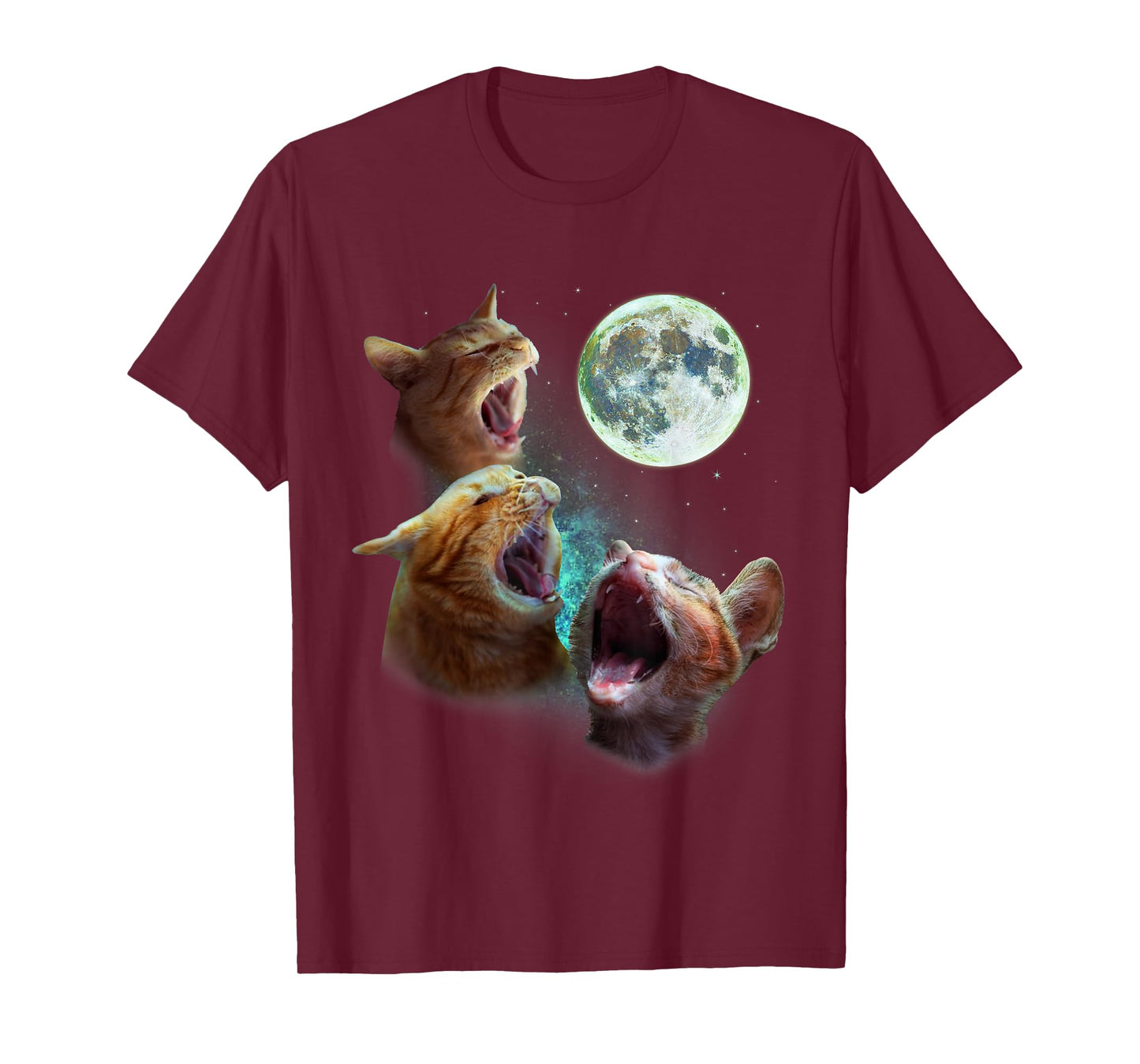 Three Orange Tabby Cats Howl at Moon 3 Wolfs - Funny Parody T-Shirt