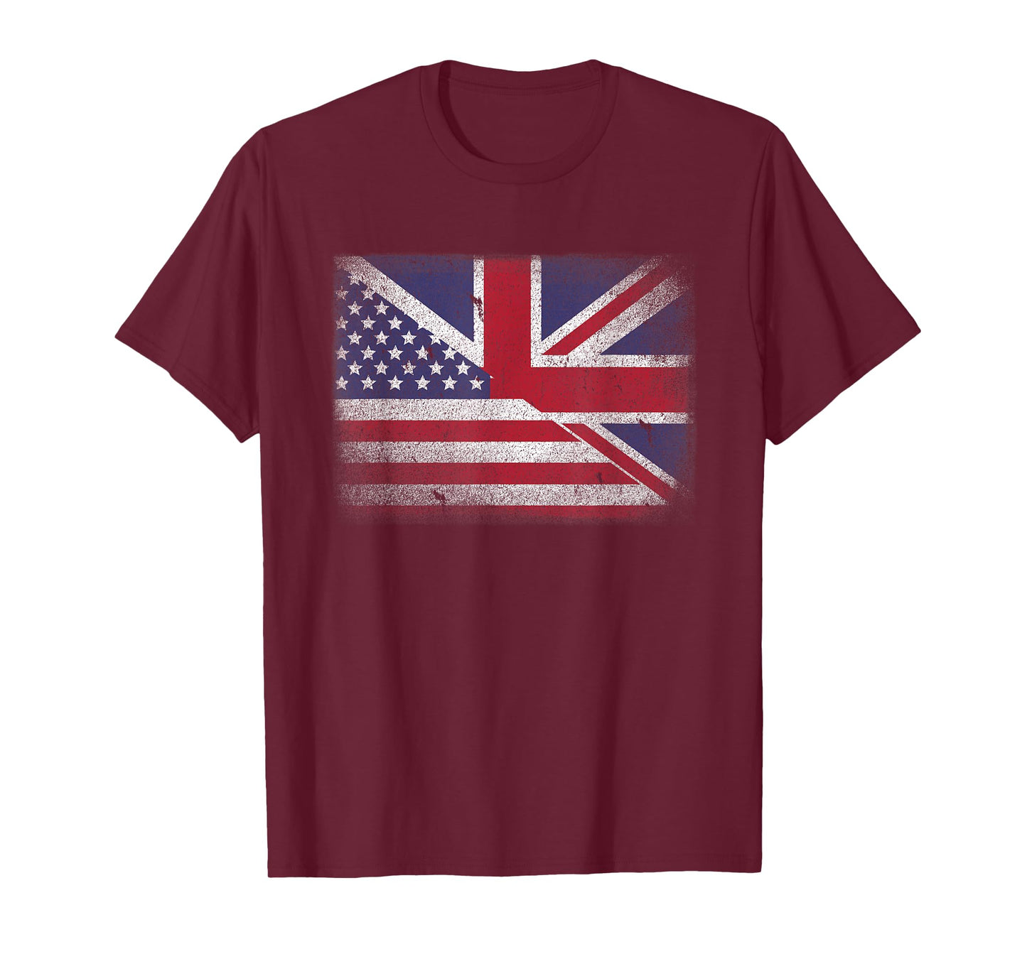 Vintage Half American Half British Flag Great Britain USA T-Shirt