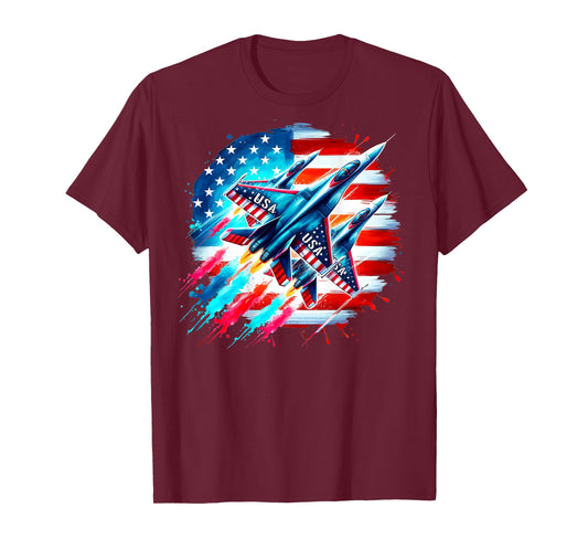 On Back Patriotic USA Jets American Flag America 4th of July T-Shirt