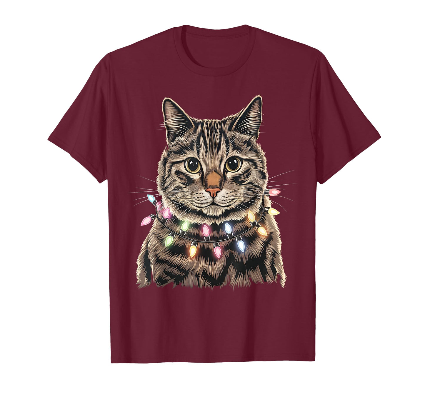 Cute Cat Christmas Light Merry Catmas Christmas Cat Lover T-Shirt