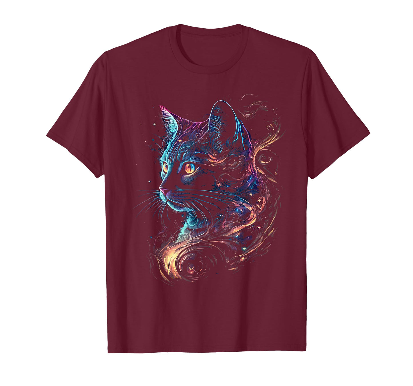 Cat in The Galaxy and Space Kitten Cat Head T-Shirt