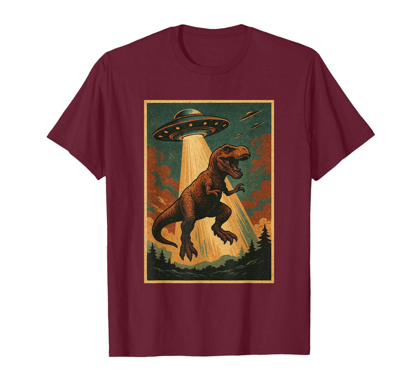 Alien UFO Abduction Shirt Dinosaur Shirt Men Boy Women T-Rex T-Shirt