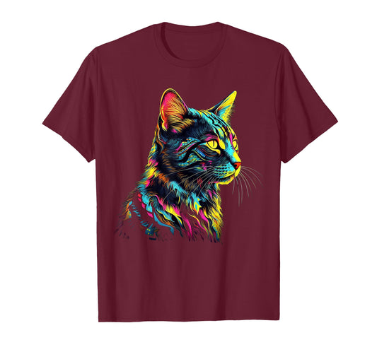 Colourful Art Cat Motif Animal Cat Men Women Kids T-Shirt
