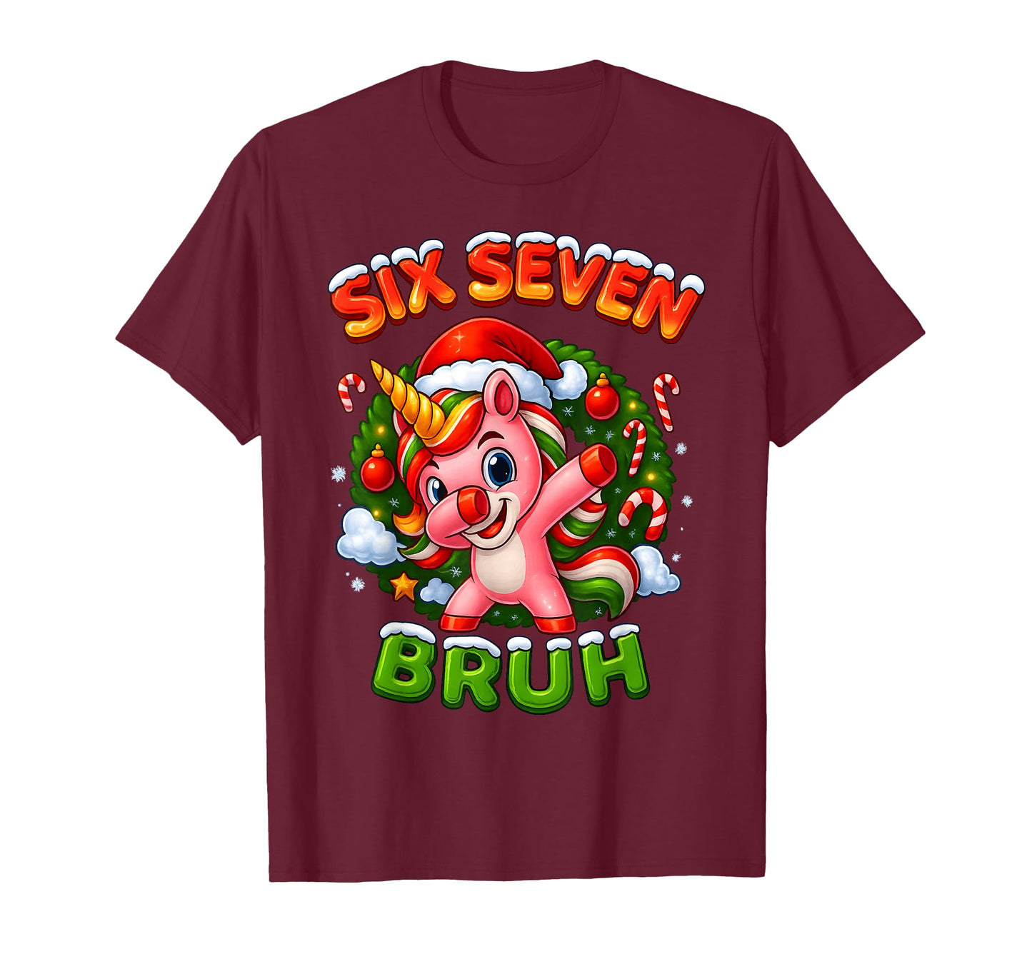 67 Unicorn Christmas Dabbing for Girls Kids 6 7 Meme Bruh T-Shirt