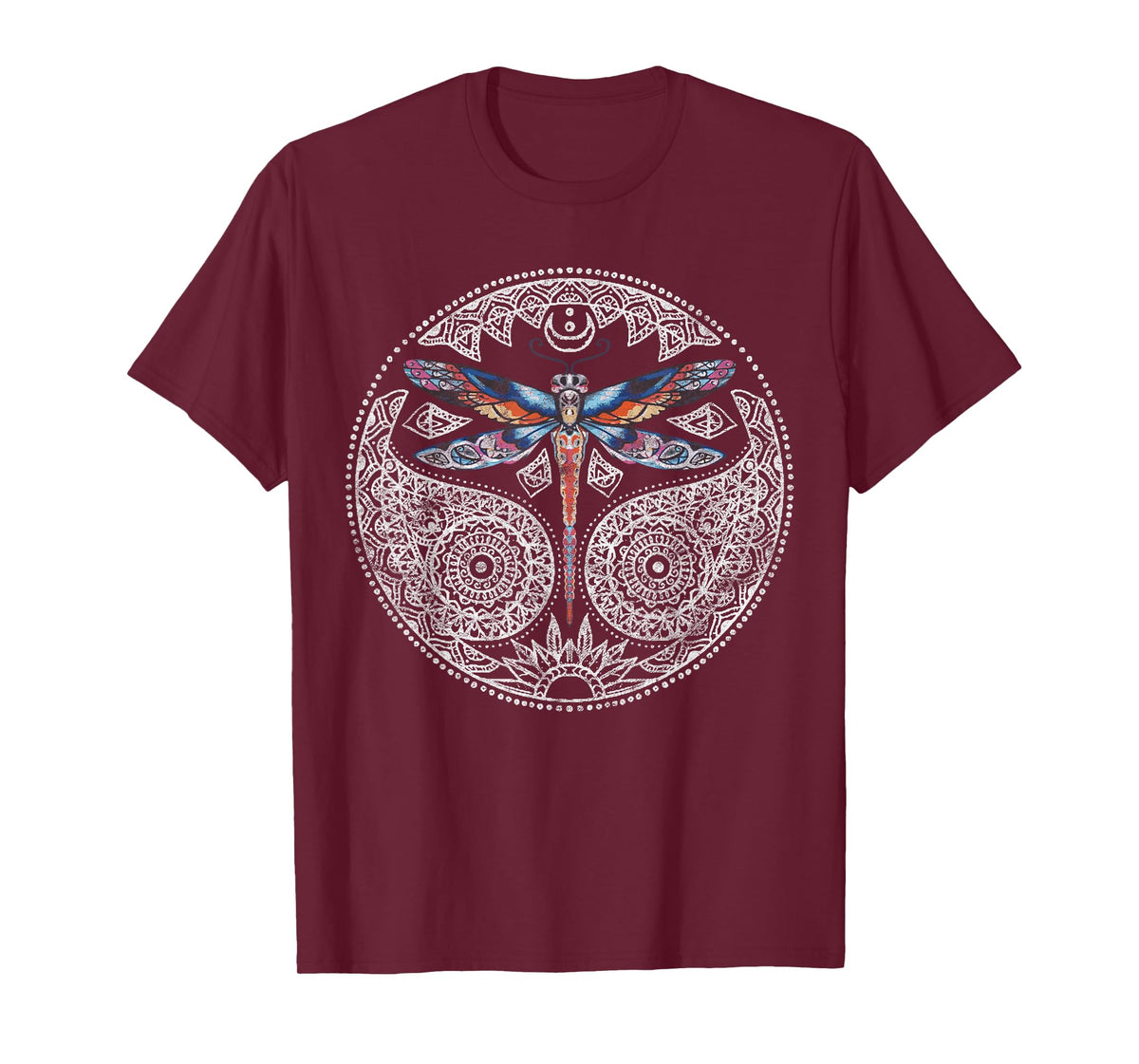 Magical Colorful Dragonfly Tribal Mandala T-Shirt