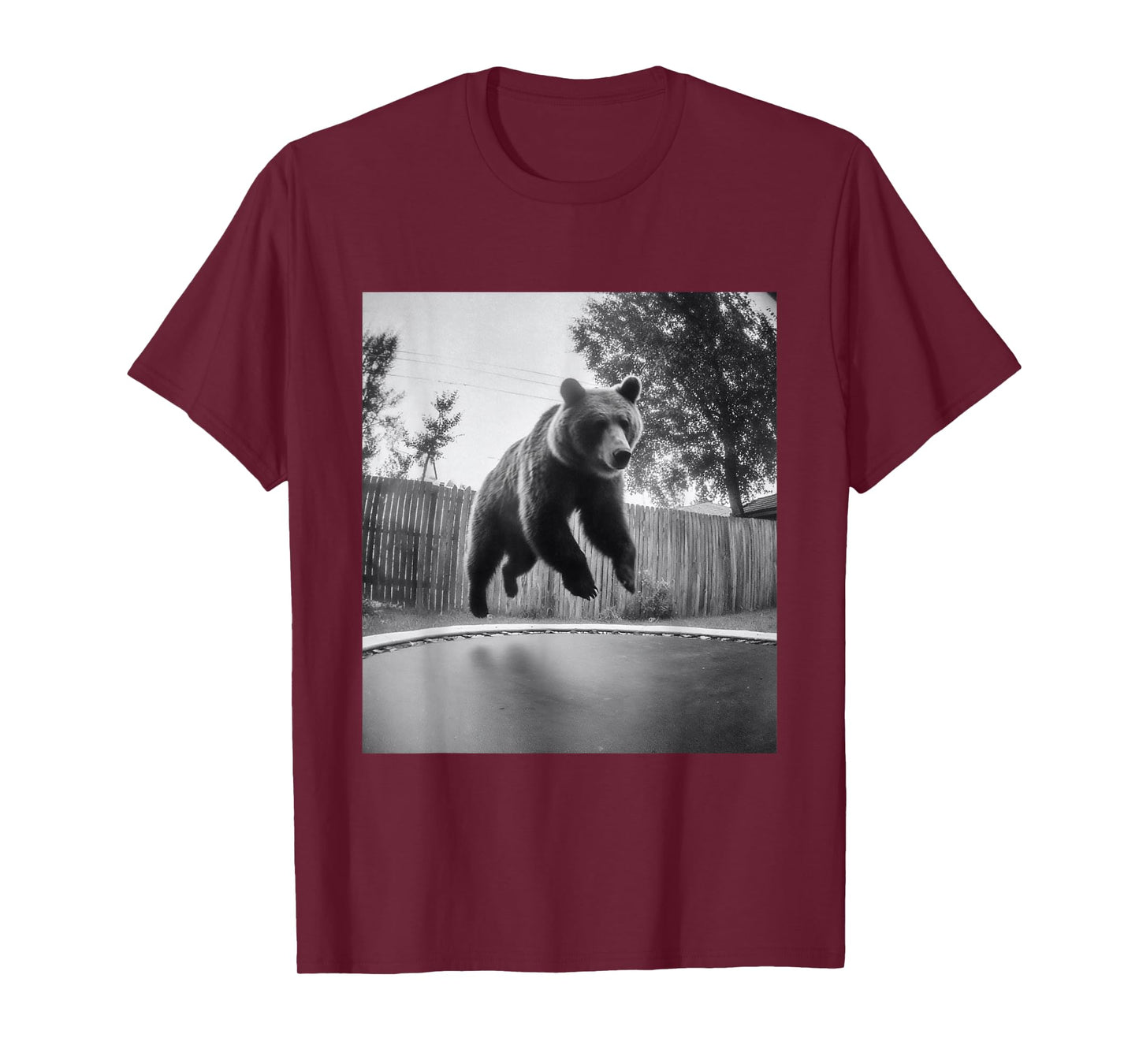 Funny Bear Jumping on Trampoline Forest Animal Graphic T-Shirt