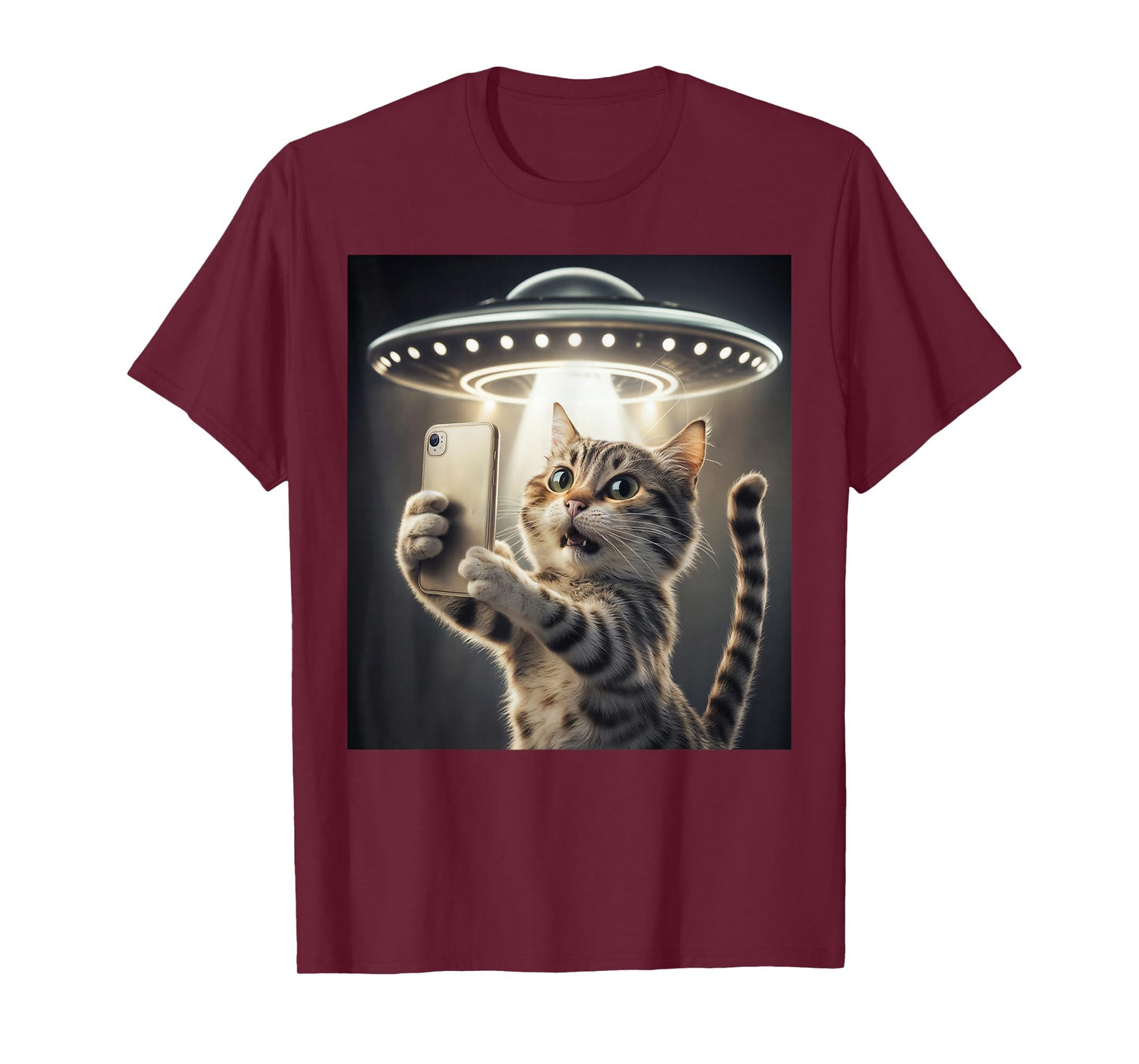 Cat Taking A Selfie With A UFO Cute And Funny T-Shirt