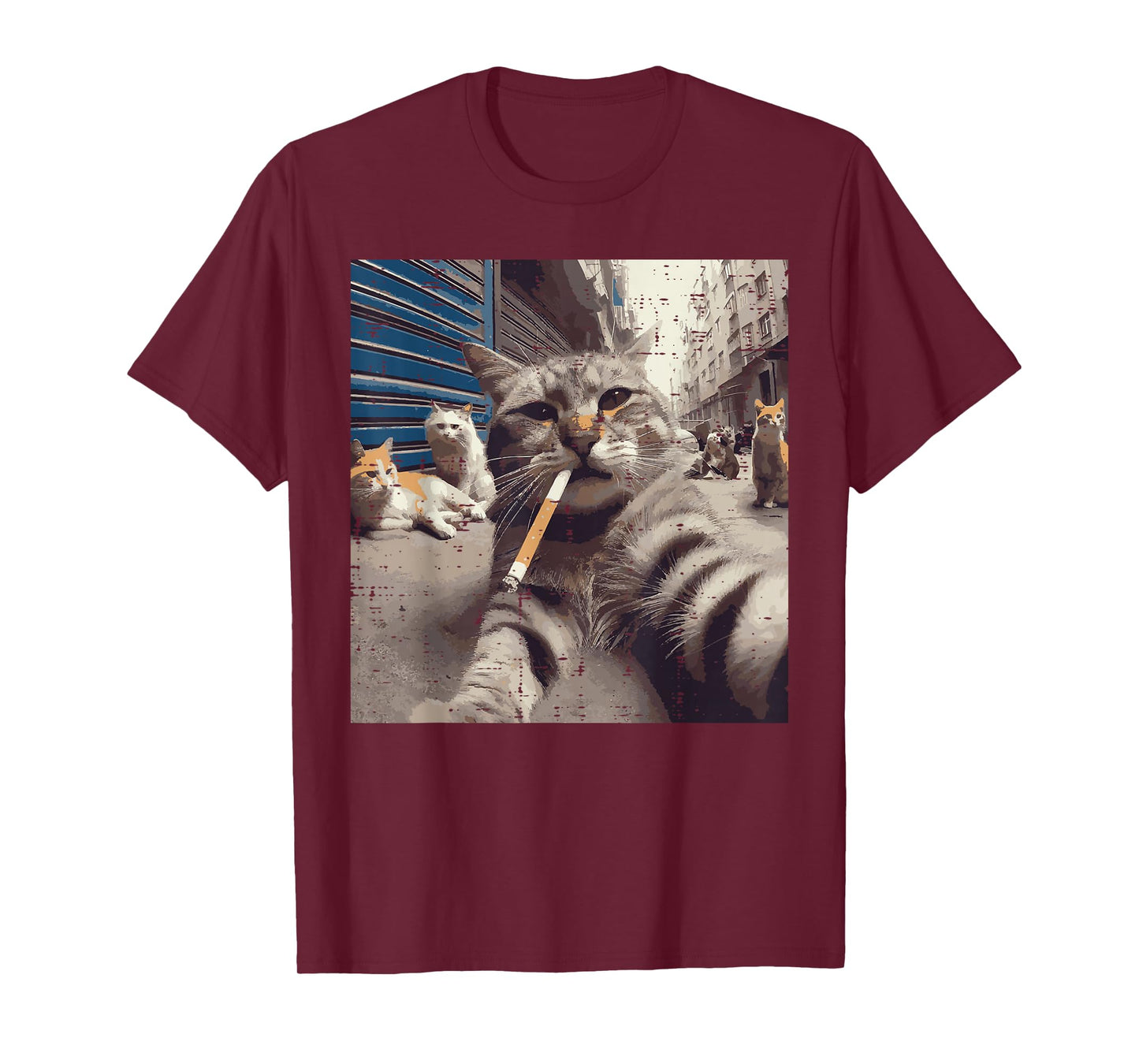 Cat Gangster Street Cats Selfie Funny Meme Humor Men Women T-Shirt