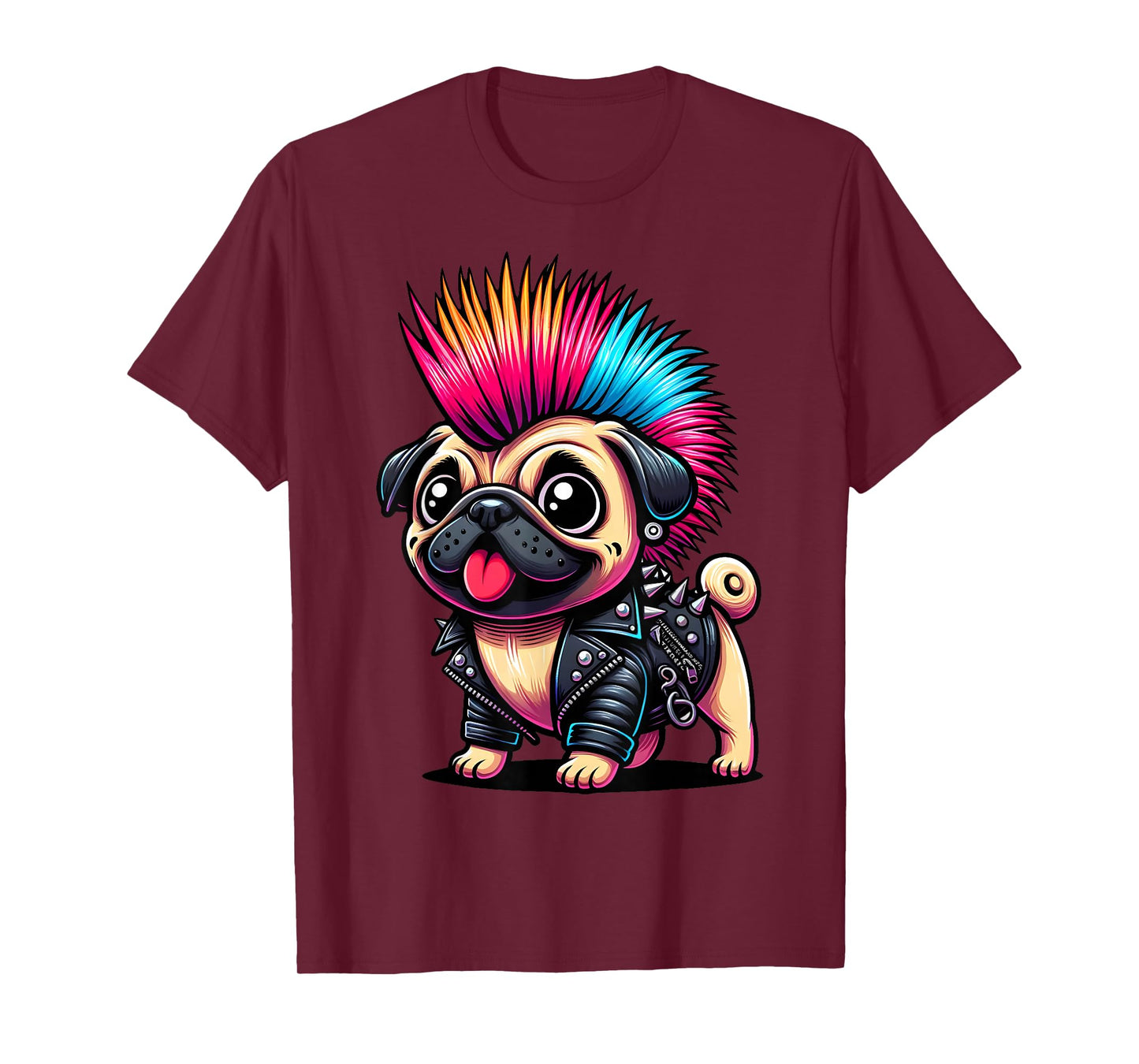 Funny Punk Pug, Rock'n Roll Goth Dog, Guitar Band Funny T-Shirt