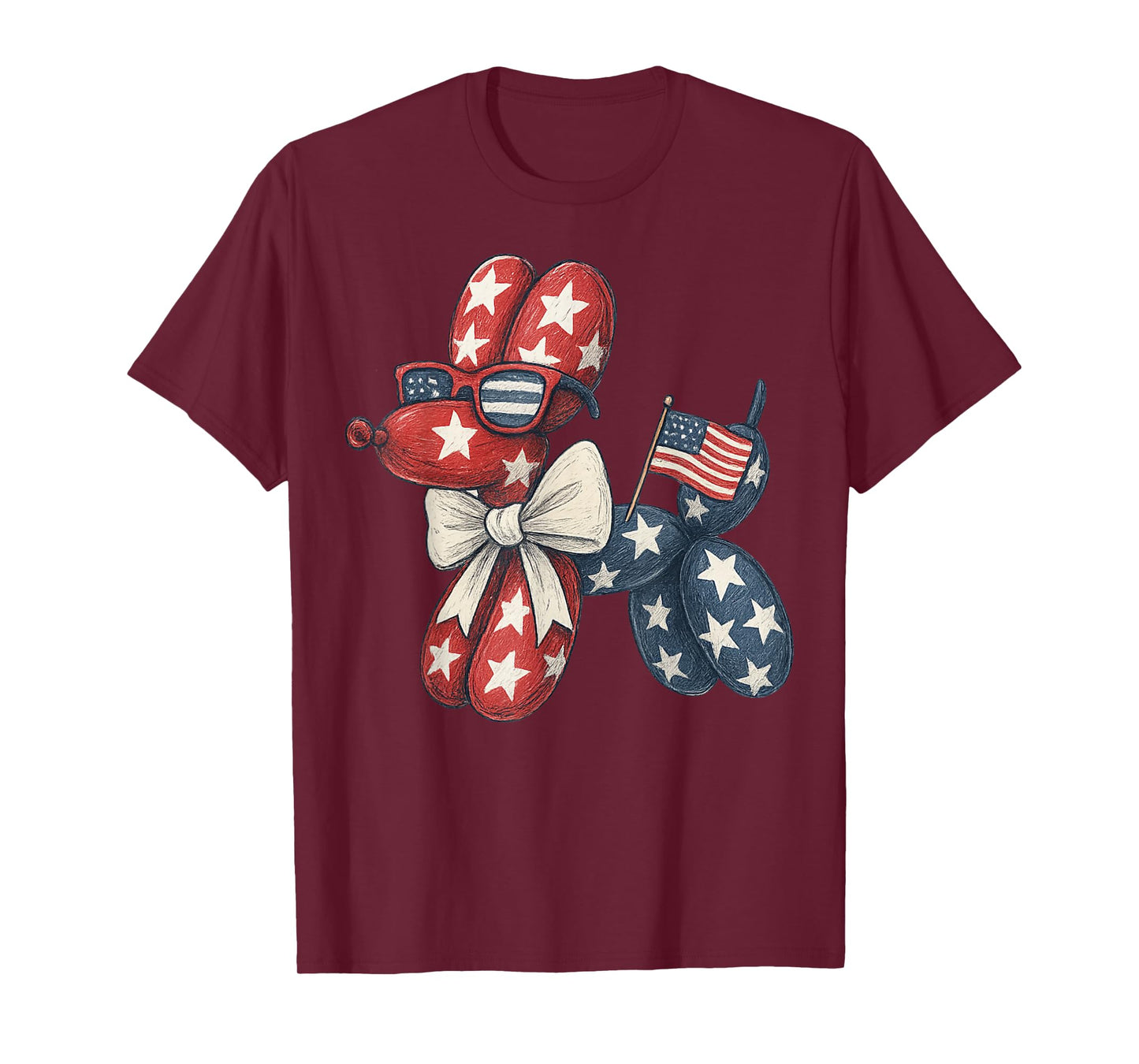 Patriotic Balloon Dog Fourth of July Dog Lover T-Shirt