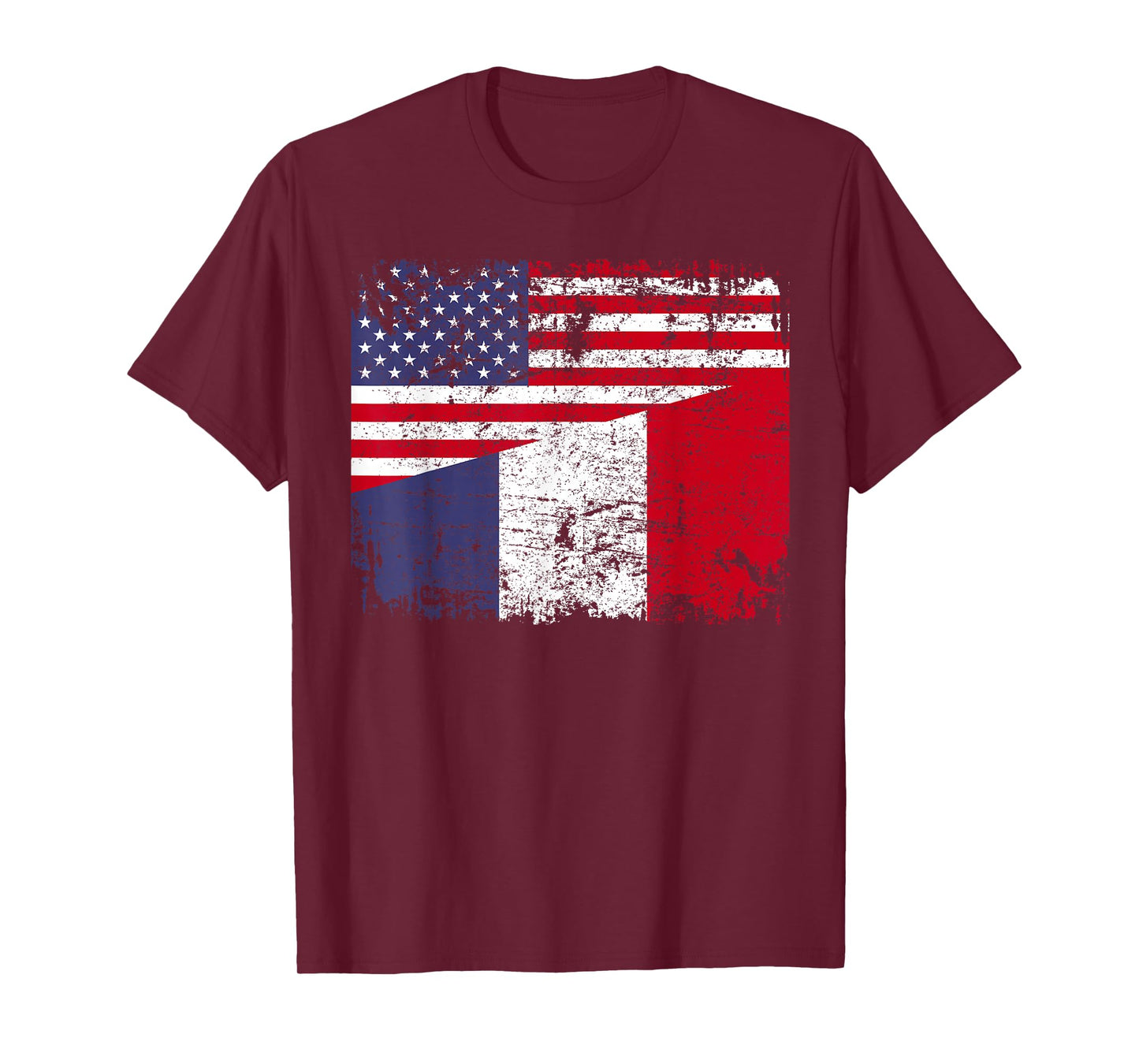 FRENCH ROOTS | Half American Flag | USA FRANCE FLAG T-Shirt