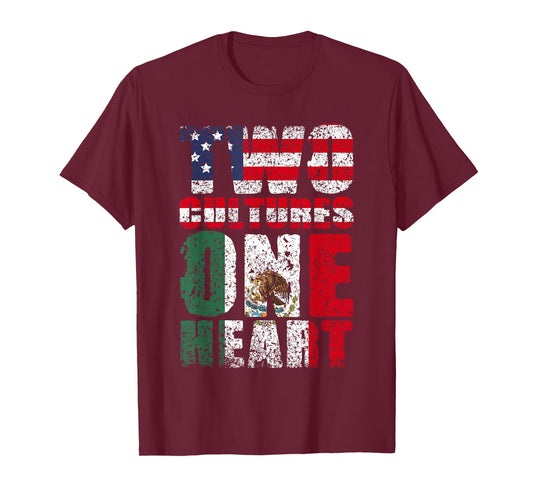 Zwei Kulturen EIN Herz Mexico USA Mexican American T-Shirt