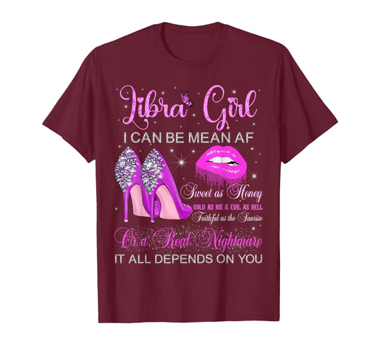 Libra Girl Birthday High Heels Dripping Lips Butterfly T-Shirt