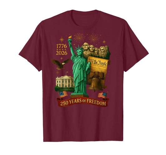 On Back | We The People 250 Years 1776-2026 250th Birthday T-Shirt