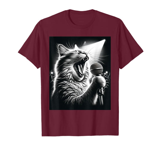 Band Musician Vocalist Singer Funny Cat Singing T-Shirt