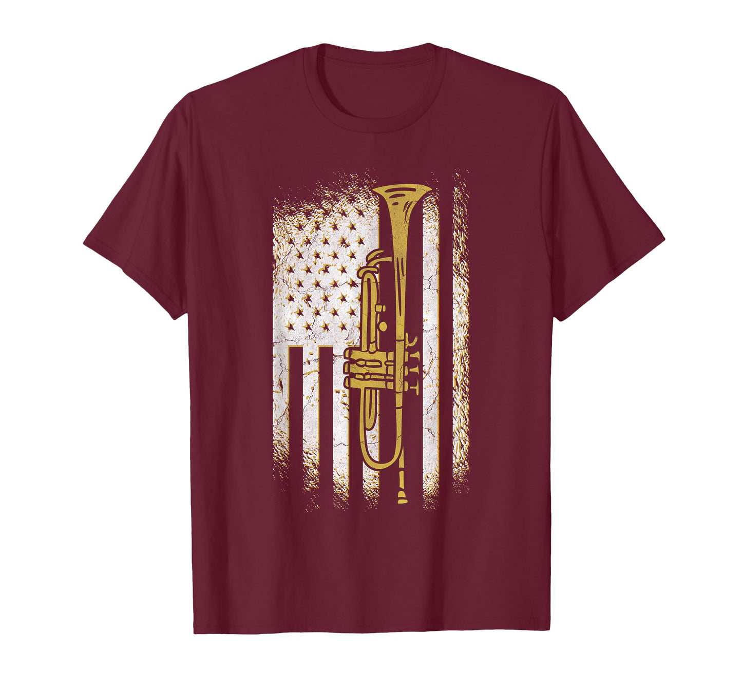 Trumpet American Flag USA Trumpet Player Marching Band Gift T-Shirt for Women Kids Men