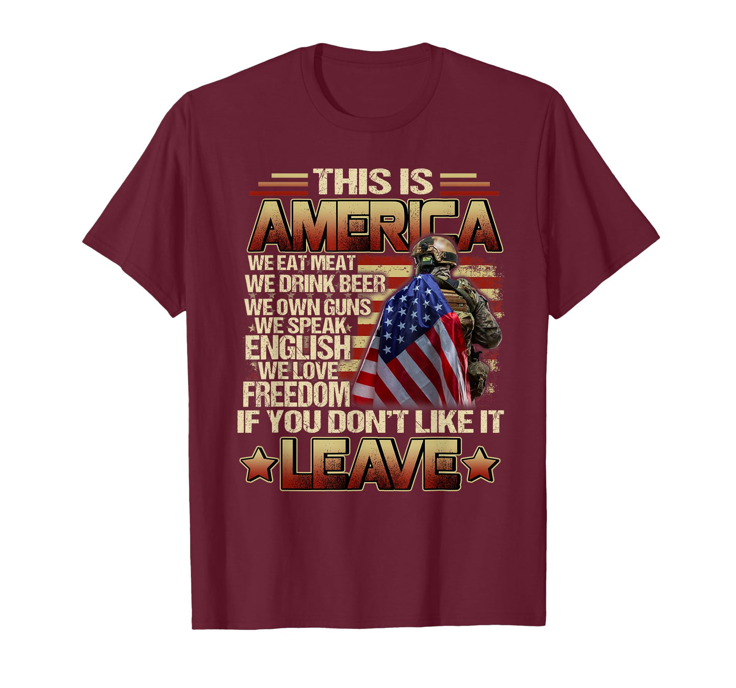Funny Design This Is America We Eat Meat We Drink Beer T-Shirt