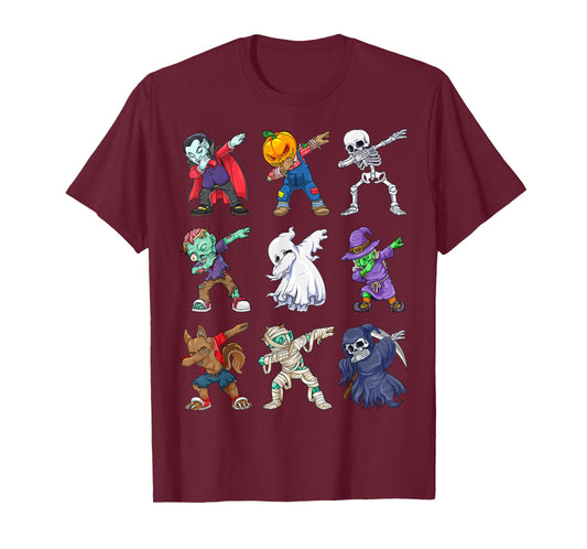 Dabbing Halloween Boys Skeleton Zombie Scary Pumpkin Mummy T-Shirt